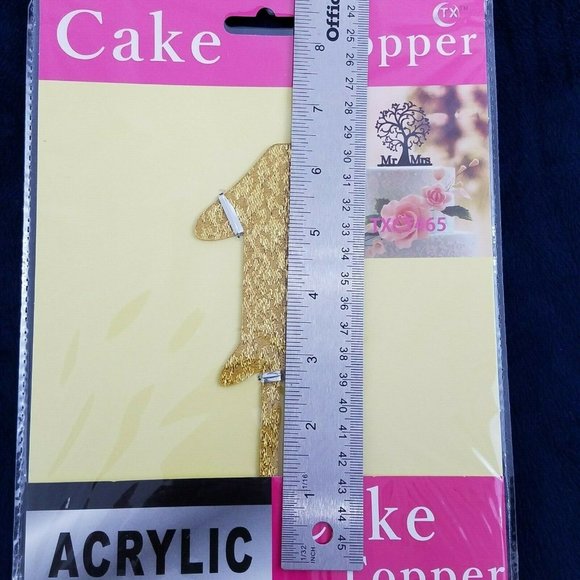 Cake Topper number 1 ONE ACRYLIC gold First Birthday Wedding Anniversary - Picture 2 of 3
